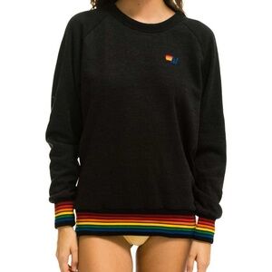 Aviator Nation Charcoal Sweatshirt with Rainbow Accents